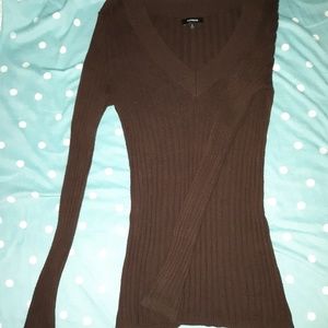 Brown Ribbed Express Sweater